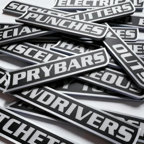 Magnetic tool box labels - labels, black